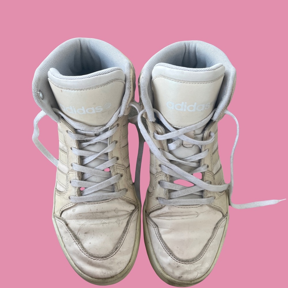 Adidas White Hi tops size 8 1/2 womens